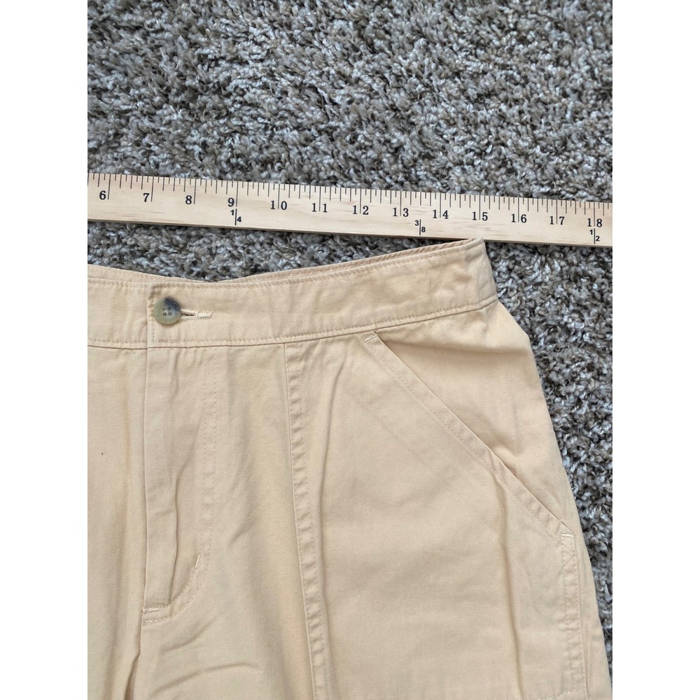 Woolrich Women Tan Yellow Khaki Cropped Wide‎ Leg Utility Cargo Pants Size 10 - Picture 2 of 8